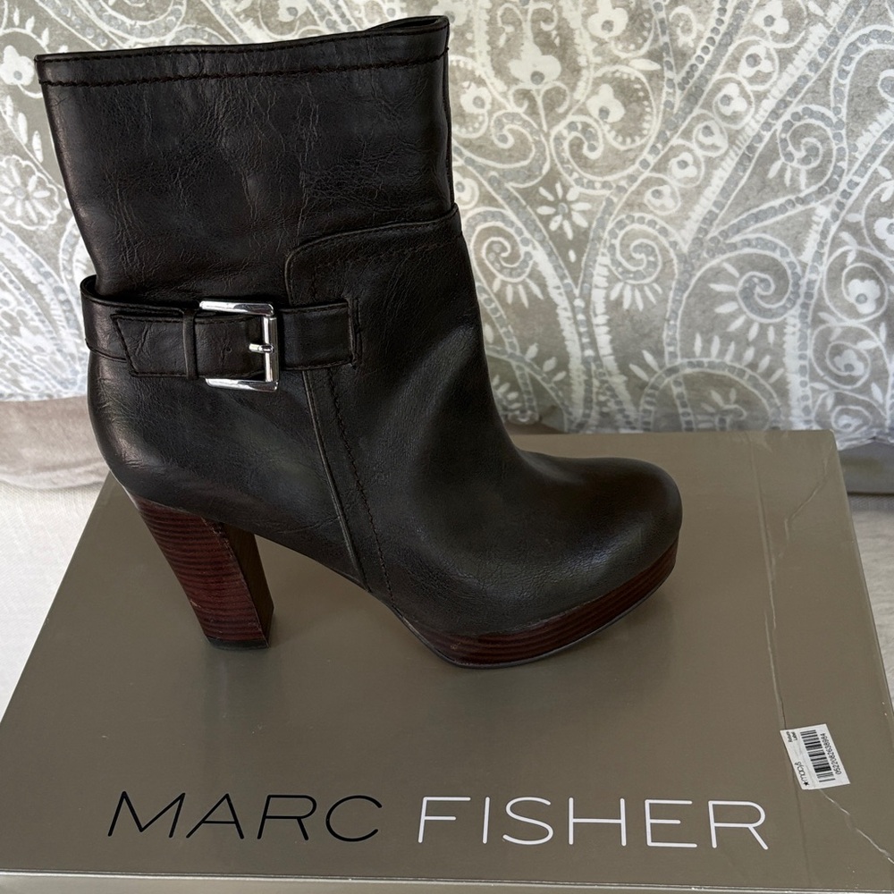 Marc Fisher Dark Brown Heeled Boots
